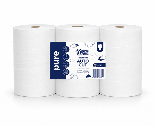 Auto cut hand towel 195mmx125m 6 pack