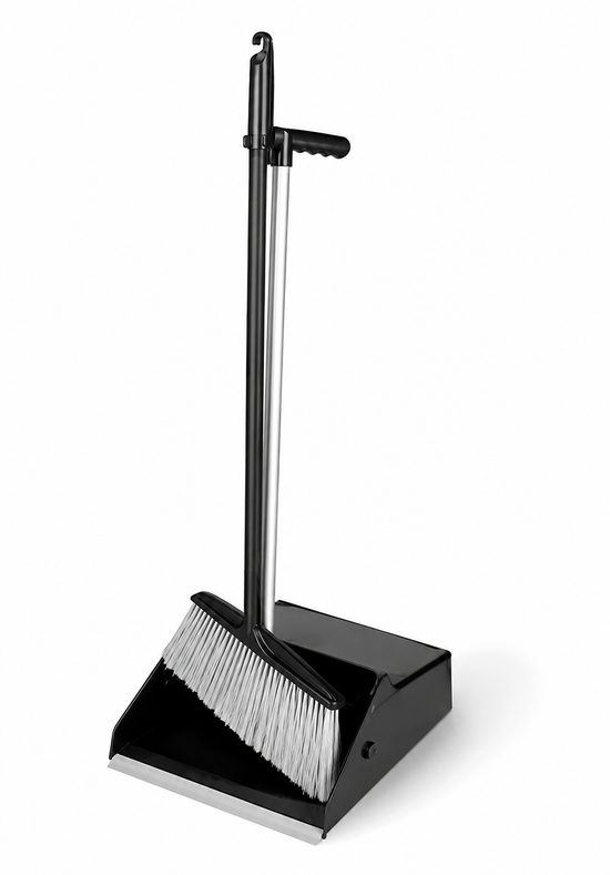 PLASTIC DUSTPAN & BROOM - LONG HANDLES