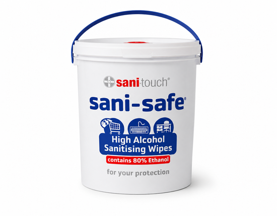 Sani touch high alcohol sanitising wipes.